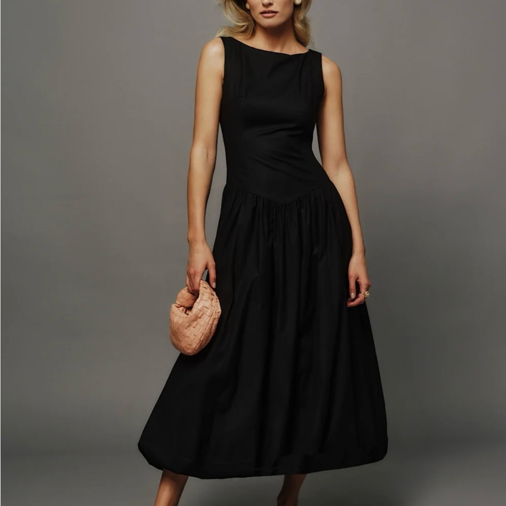 Reformation Black Midi Dress